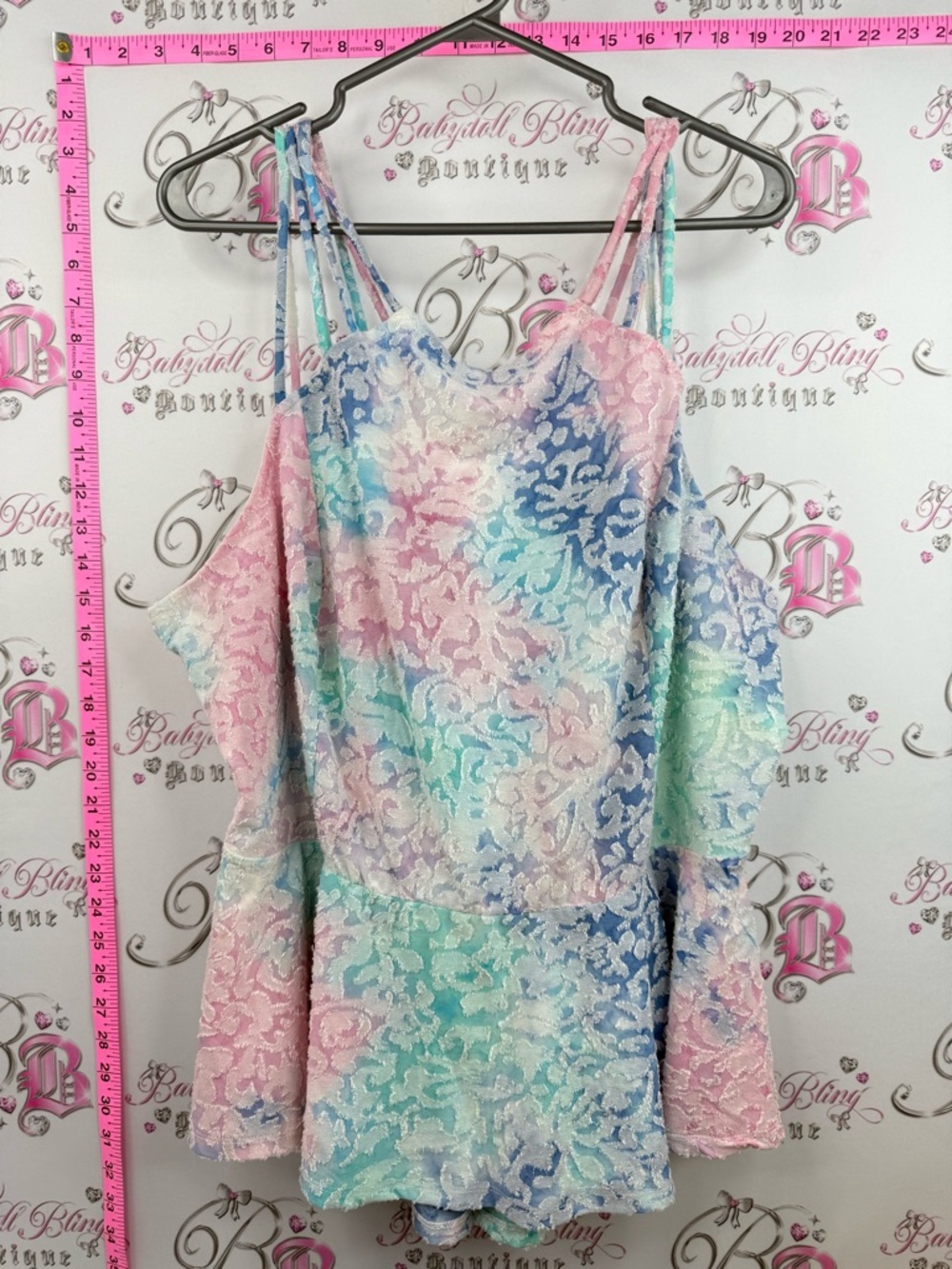 VENUS tank top shirt Pastel Multicolor Lace cotton candy Strappy Shoulders